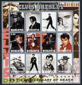 Buriatia Republic 2002 Elvis Presley 25th Death Anniversary #2 perf sheetlet containing set of 12 values unmounted mint