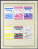 St Lucia 1985 Locomotives #4 (Leaders of the World) 30c 'Class M 4-4-0' set of 7 imperf progressive proof pairs comprising the 4 individual colours plus 2, 3 and all 4 colour composites mounted on special Format International cards (as SG 826a)