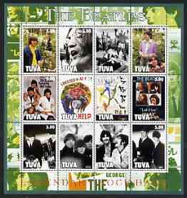 Touva 2002 The Beatles perf sheetlet containing set of 12 values unmounted mint