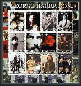Udmurtia Republic 2002 George Harrison #1 perf sheetlet containing set of 12 values unmounted mint