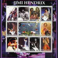 Udmurtia Republic 2002 Jimi Hendrix perf sheetlet containing set of 12 values unmounted mint
