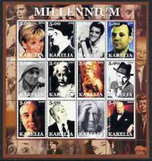 Karelia Republic 2002 Millennium #1 perf sheetlet containing set of 12 values unmounted mint (Diana, Chaplin, Elvis, Mother Teresa, Einstein, Marilyn, Sinatra, Picasso, Churchill, JFK, etc)