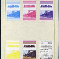 St Lucia 1985 Locomotives #4 (Leaders of the World) $2.50 'Big Bertha 0-10-0' set of 7 imperf progressive proof pairs comprising the 4 individual colours plus 2, 3 and all 4 colour composites mounted on special Format International cards (as SG 830a)