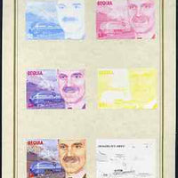 St Vincent - Bequia 1986 Locomotives & Engineers (Leaders of the World) $3.00 (Sir William Stanier & Coronation) set of 7 imperf progressive proofs comprising the 4 individual colours plus 2, 3 and all 4 colour composites mounted ……Details Below