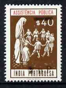 Portuguese India 1961 40c Charity Tax stamp (Children with Nurse) surcharged 7np (prepared for use prior to the invasion but unissued) unmounted mint