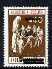 Portuguese India 1961 40c Charity Tax stamp (Children with Nurse) surcharged 7np on 7np (prepared for use prior to the invasion but unissued) unmounted mint