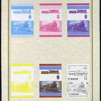 St Vincent 1985 Locomotives #4 (Leaders of the World) 1c (4-4-0 Glen Douglas) set of 7 imperf progressive proof pairs comprising the 4 individual colours plus 2, 3 and all 4 colour composites mounted on special Format Internationa……Details Below