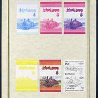 St Vincent 1985 Locomotives #4 (Leaders of the World) 60c (2-4-0 No. 158A) set of 7 imperf progressive proof pairs comprising the 4 individual colours plus 2, 3 and all 4 colour composites mounted on special Format International c……Details Below