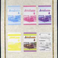 St Vincent 1985 Locomotives #4 (Leaders of the World) $1 (4-6-0 Jones Goods) set of 7 imperf progressive proof pairs comprising the 4 individual colours plus 2, 3 and all 4 colour composites mounted on special Format International……Details Below