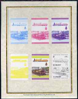 St Vincent 1985 Locomotives #4 (Leaders of the World) $1 (4-6-0 Jones Goods) set of 7 imperf progressive proof pairs comprising the 4 individual colours plus 2, 3 and all 4 colour composites mounted on special Format International……Details Below