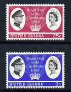 British Guiana 1966 Royal Visit perf set of 2 unmounted mint, SG 376-77