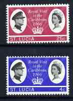 St Lucia 1966 Royal Visit perf set of 2 unmounted mint, SG 220-21