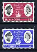 St Vincent 1966 Royal Visit perf set of 2 unmounted mint, SG 250-51