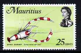 Mauritius 1969-73 Spiny Shrimp 25c glazed paper (from def set) unmounted mint, SG 389a