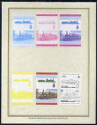 St Vincent - Union Island 1985 Locomotives #3 (Leaders of the World) 5c 'Skye Bogie 4-4-0' set of 7 imperf progressive proof pairs comprising the 4 individual colours plus 2, 3 and all 4 colour composites mounted on special Format……Details Below