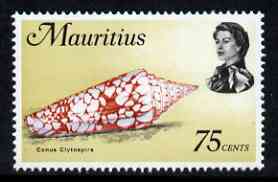 Mauritius 1972-74 Cone Shell 75c glazed paper (from def set) unmounted mint, SG 450