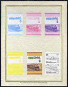 St Vincent - Union Island 1985 Locomotives #3 (Leaders of the World) $2 'Gordon Highlander 4-4-0' set of 7 imperf progressive proof pairs comprising the 4 individual colours plus 2, 3 and all 4 colour composites mounted on special……Details Below