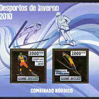 Guinea - Bissau 2010 Winter Olympic Sports - Nordic Combined perf sheetlet containing 2 values in gold unmounted mint