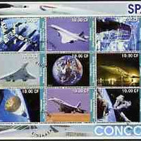 Congo 2002 Concorde & Space perf sheetlet #02 containing set of 9 values cto used