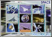 Congo 2002 Concorde & Space perf sheetlet #02 containing set of 9 values cto used