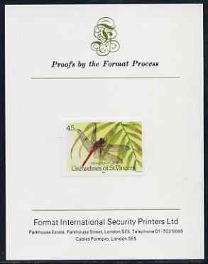 St Vincent - Grenadines 1986 Dragonflies 45c (Brachymesia furcata) imperf proof mounted on Format International proof card