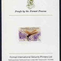 St Vincent - Grenadines 1986 Dragonflies 75c (Perithemis domitta) imperf proof mounted on Format International proof card