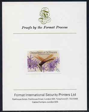 St Vincent - Grenadines 1986 Dragonflies 75c (Perithemis domitta) imperf proof mounted on Format International proof card
