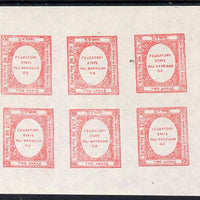 Indian States - Nandgaon 1891 2a rose in complete imperf sheetlet of 6 on ungummed paper (forgery of SG 2)