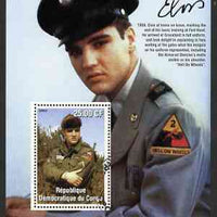 Congo 2002 25th Death Anniversary of Elvis Presley perf souvenir sheet #6 (1958 colour pic of Elvis in GI uniform) cto used