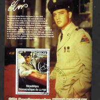 Congo 2002 25th Death Anniversary of Elvis Presley perf souvenir sheet #7 (1958 colour pic of Elvis in GI uniform in car) cto used