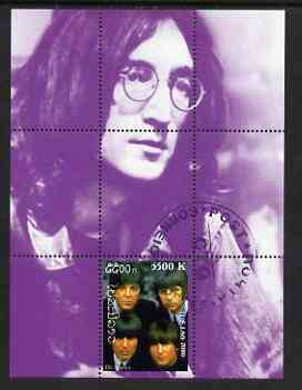 Laos 2000 The Beatles perf deluxe sheet #02 (purple background) cto used
