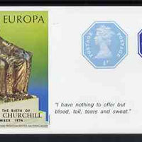 Cinderella - Great Britain 1974 Europa Souvenir Sheet Celebrating Birth of Sir Winston Churchill with 1/2p & 3p octagonal postally valid stamps, with quotation 'I have nothing to offer ...' unmounted mint