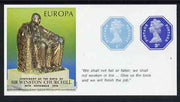 Cinderella - Great Britain 1974 Europa Souvenir Sheet Celebrating Birth of Sir Winston Churchill with 1/2p & 3p octagonal postally valid stamps, with quotation 'Give us the tools ...' unmounted mint