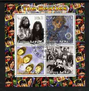 Eritrea 2003 The Beatles perf sheetlet containing set of 4 values each with Rotary International Logo cto used