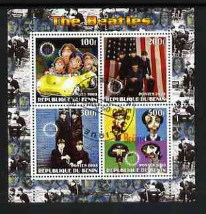 Benin 2003 The Beatles perf sheetlet containing set of 4 values each with Rotary International Logo cto used