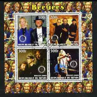 Benin 2003 The Bee Gees perf sheetlet containing set of 4 values each with Rotary International Logo cto used