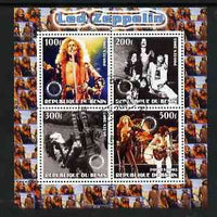 Benin 2003 Led Zeppelin perf sheetlet containing set of 4 values each with Rotary International Logo cto used