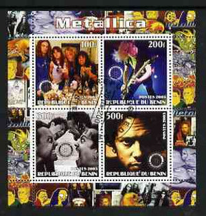 Benin 2003 Metallica #2 perf sheetlet containing set of 4 values each with Rotary International Logo cto used