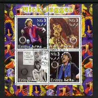 Eritrea 2003 Mick Jagger (Rolling Stones) perf sheetlet containing set of 4 values each with Rotary International Logo cto used