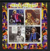 Eritrea 2003 Mick Jagger (Rolling Stones) perf sheetlet containing set of 4 values each with Rotary International Logo cto used