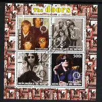 Benin 2003 The Doors (pop group) #2 perf sheetlet containing set of 4 values each with Rotary International Logo cto used