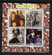 Benin 2003 The Doors (pop group) #2 perf sheetlet containing set of 4 values each with Rotary International Logo cto used