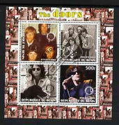 Benin 2003 The Doors (pop group) #2 perf sheetlet containing set of 4 values each with Rotary International Logo cto used