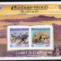 Easdale 1988 Flora & Fauna definitive imperf sheetlet containing 36p (shell) & £1 (Birds) unmounted mint