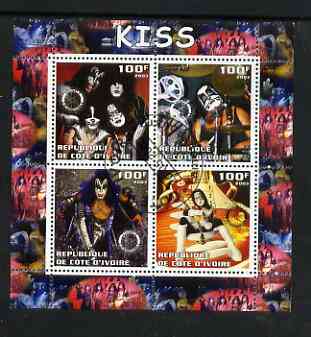 Ivory Coast 2003 Kiss #2 perf sheetlet containing set of 4 values each with Rotary International Logo cto used