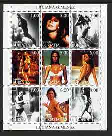 Buriatia Republic 1999 Luciana Gimenez perf sheetlet containing 9 values unmounted mint