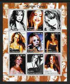 Turkmenistan 2000 Mariah Carey perf sheetlet containing 9 values unmounted mint