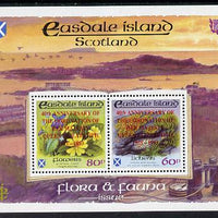 Easdale 1993 40th Anniversary of Coronation overprinted in red on Flora & Fauna perf sheetlet containing 60p (Lichens) & 80p (Spring Flowers) unmounted mint