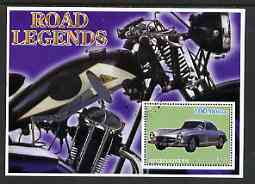 Afghanistan 2001 Road Legends perf m/sheet (Mercedes Car & Cotton motorcycle) fine cto used