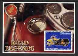 Afghanistan 2001 Road Legends perf m/sheet (Indian motorcycle) fine cto used